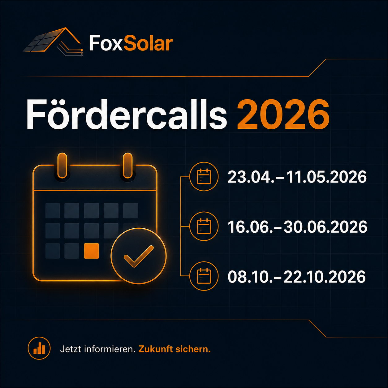 Icon mit Kalender für Fördercalls