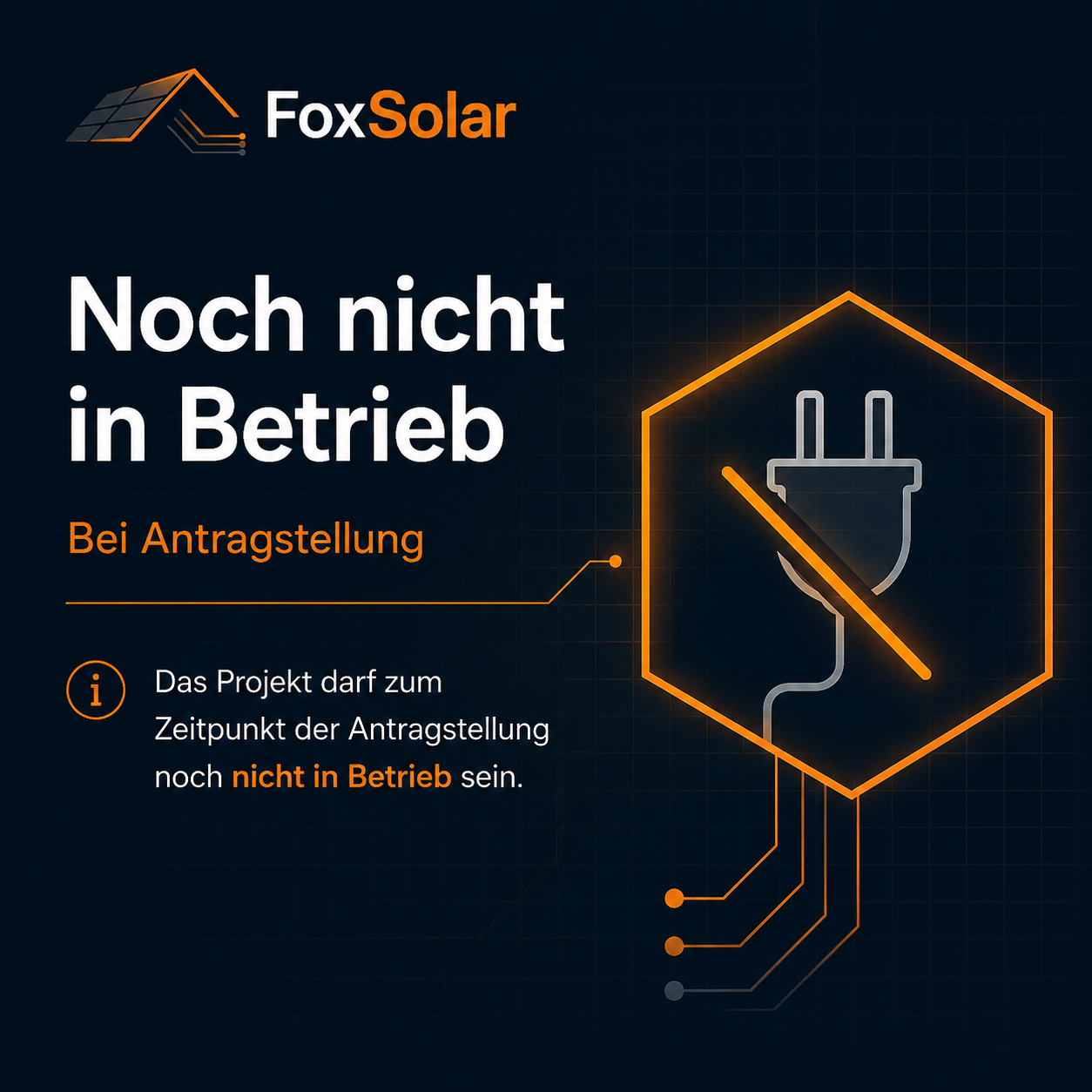 Icon mit Warnhinweis, dass der Antrag vor Inbetriebnahme erfolgen muss