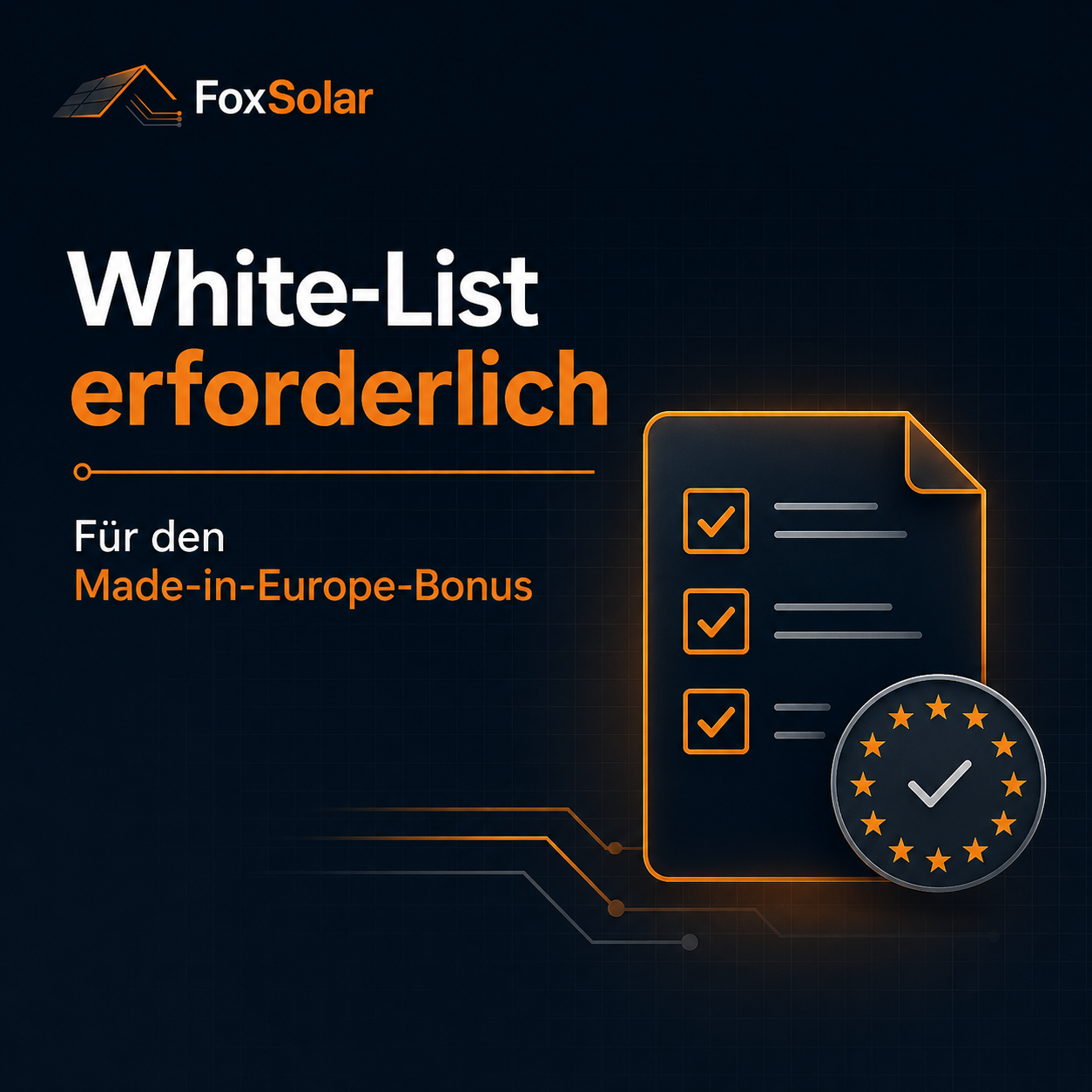 Icon mit Checkliste für die Made-in-Europe-White-List