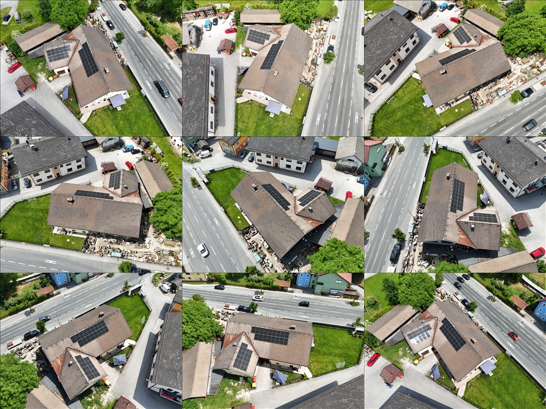 Kontaktbogen mit Drohnenfotos als Grundlage des 3D-Modells