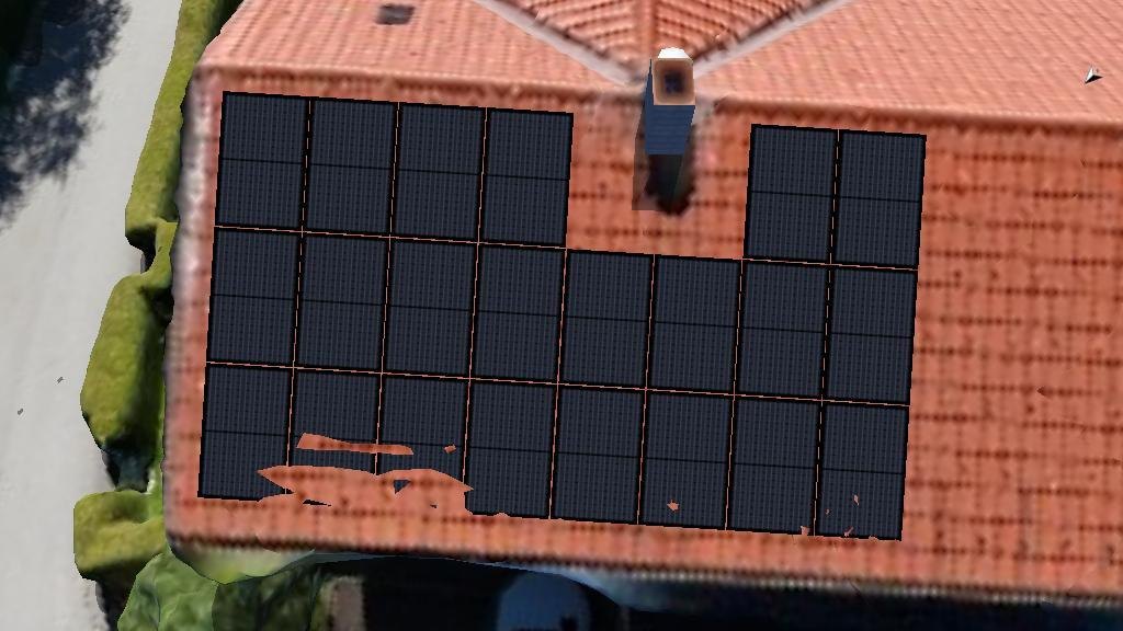 PV*SOL 3D-Belegung einer Dachfläche mit Photovoltaikmodulen